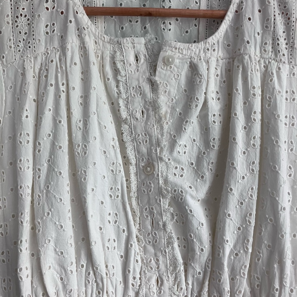 J CREW Off White Eyelet Aline Cotton Dress Size 8 - Picture 3 of 13